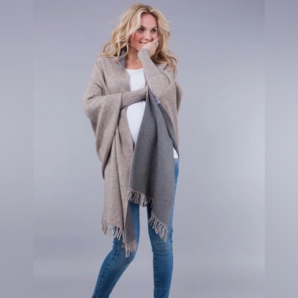 Seraphine Taupe and Gray Knit Nursing Shawl